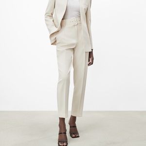Zara Pants with Fabric-Covered Belt